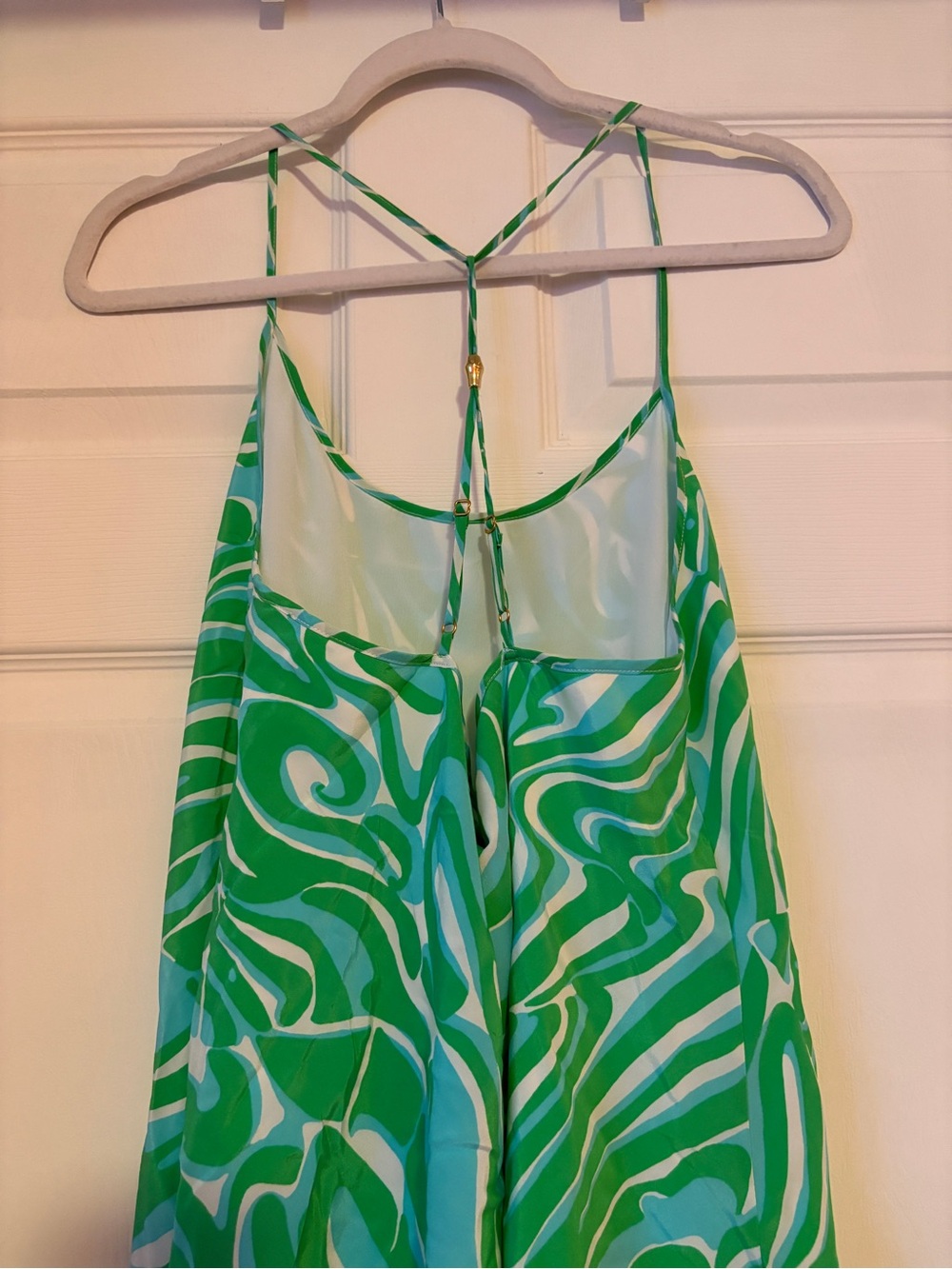 Lilly Pulitzer “Finders Keepers” Maisy Slip Dress Green and Aqua Swirl 100% Silk - Picture 4 of 8